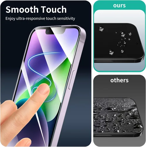 Vista 7 de 3 protectores de pantalla para iPhone 14 Plus/13 Pro Max con una ayuda de alineación de instalación, película de vidrio templado HD doble