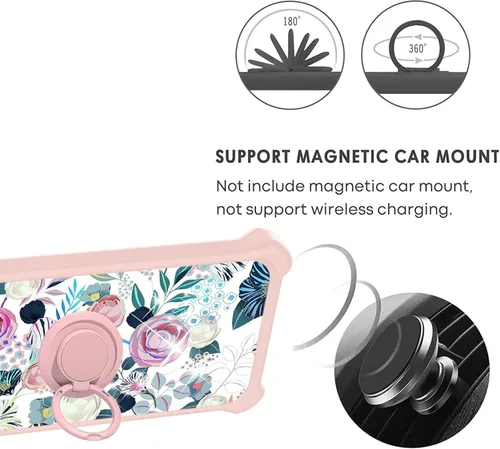 Vista 4 de Funda compatible con Huawei Y9s [con 1 protector de pantalla de vidrio templado] [PC duro + silicona suave] [soporte de anillo]