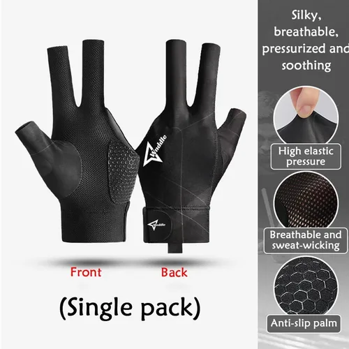 Vista 3 de Guantes de billar para mano izquierda, guantes de billar para mano izquierda, 3 dedos, guante deportivo de billar tallas populares para hombres