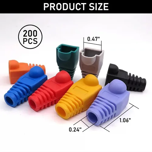 Vista 3 de Botas de plástico blando con conector de cable RJ45, botas de alivio de tensión de cubierta, CAT5 CAT5E CAT6 CAT6 CAT6E Botas Ethernet moradas