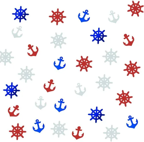 Vista 2 de Anchor Timón Confeti patriótico náutico fiesta temática náutica baby shower recorte náutico rojo blanco azul rojo blanco azul 1.5 onzas 1400 piezas