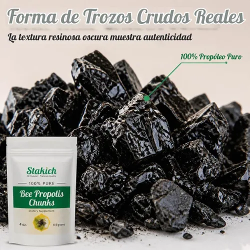 Vista 2 de Stakich Trozos de propóleo de abeja - Puro, Natural - 4 oz