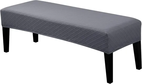 Vista 18 de SearchI Funda elástica para banco de comedor, lavable y duradera, fundas de asiento rectangulares para comedor, sala de estar, cocina (rejilla beige)