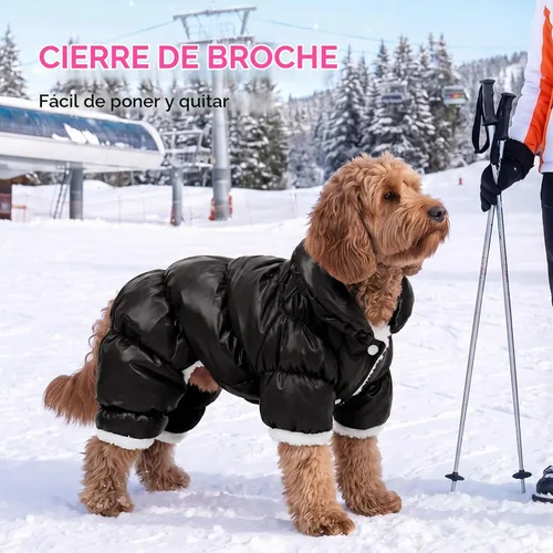 Vista 6 de AOFITEE Abrigo para perro, chaqueta impermeable para perro, abrigo de invierno para perros de cuerpo completo, traje de nieve, chaqueta acolchada a