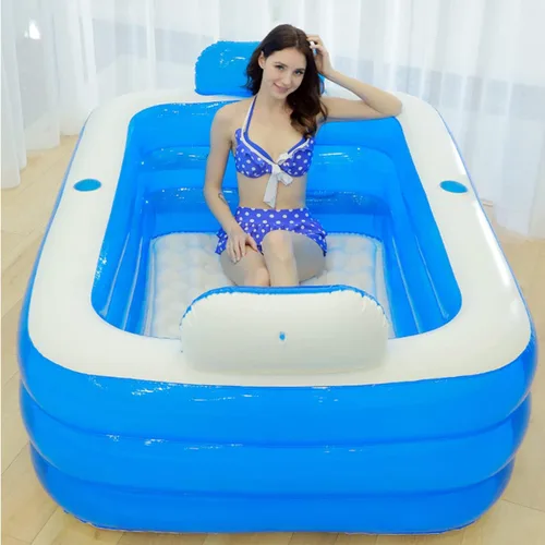 Vista 9 de Bañera inflable para adultos para 2 personas, bañera inflable independiente con función portátil plegable para spa para adultos, piscina plegable