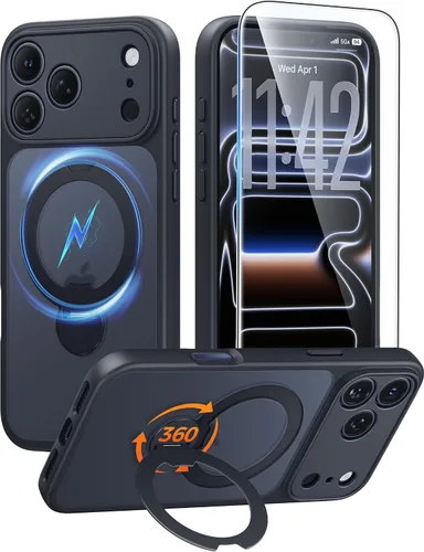Vista 91 de FNTCASE Funda para Samsung Galaxy Z Flip 8 con soporte magnético giratorio de 360 grados, color negro Compatible con MagSafe, protección completa