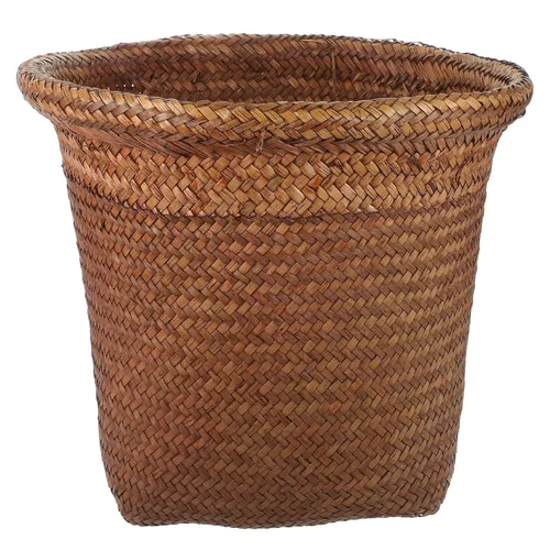Vista 10 de FOMIYES Papelera tejida con pajilla, de mimbre, para el hogar, oficina, dormitorio, 9.4 pulgadas