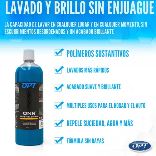 Vista 5 de Optimum No Rinse Versión 5 (946 ml) con Paquete Limpiador Interior Optimum (500 ml) – Lavado de Auto ONR Sin Enjuague con Solución de Limpieza