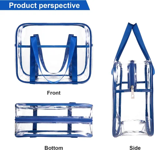 Vista 4 de Bolsa de aseo grande y gruesa de PVC con cremallera, bolsa transparente para cosméticos para el trabajo diario, viajes, deportes