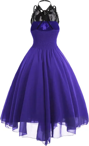 Vista 3 de Vestido vintage de Halloween para mujer talla grande disfraz de cosplay para adultos ropa de estilo gótico vestido de fiesta de máscaras