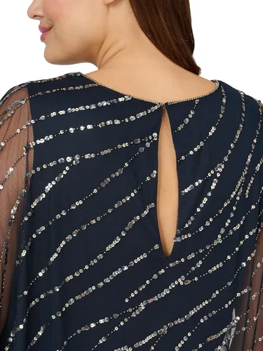 Vista 4 de Adrianna Papell Vestido midi Popover con cuentas de talla grande para mujer