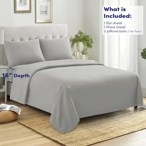 Vista 2 de Sábanas de tamaño King 100% algodón, hechas en Egipto, suaves de 400 hilos para colchón de cama de tamaño King, juego de sábanas y fundas de Gris