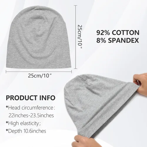Vista 2 de Cotton Beanie Hats for Men Women Stretchy Workout Cap, Helmet Liner, Lightweight Running Hat, Athletic Skullcap