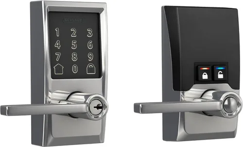 Vista 14 de Schlage Encode Smart WiFi Lock, manija de palanca, borde Camelot, bronce
