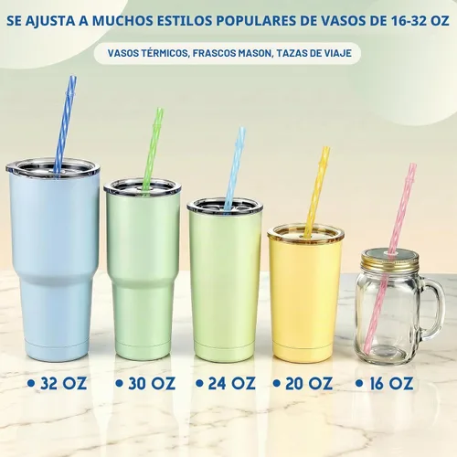 Vista 4 de Jovitec 50 popotes de plástico reutilizables de 11 pulgadas con cepillo, 10