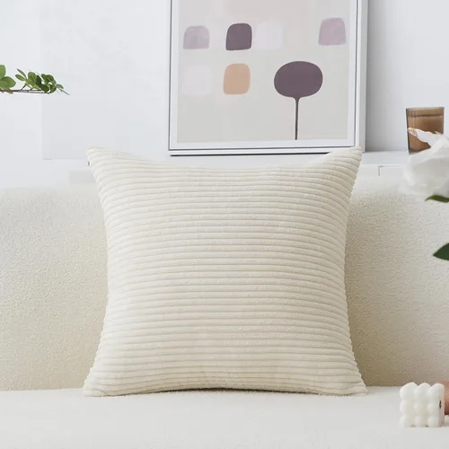 Vista 11 de Home Brilliant Funda de almohada de primavera de 18x18 pulgadas, funda de almohada de terciopelo a rayas para silla y sofá, funda de almohada