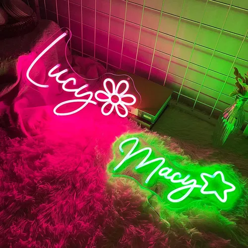 Vista 3 de Letreros de neón LED, hechos a mano, para boda, fiesta de cumpleaños, hogar, habitación, tienda, logotipo, bar, novia, regalos, nombre, luces de 3