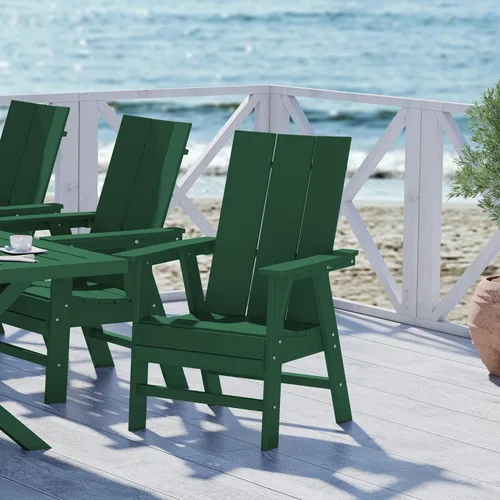 Vista 36 de WestinTrends Malibu Outdoor Patio HDPE Adirondack Silla de comedor para patio, color negro