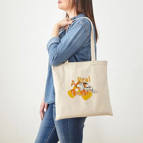 Vista 2 de CafePress Snoopy Un verdadero manjar Bolso de compras reutilizable de lona natural color beige