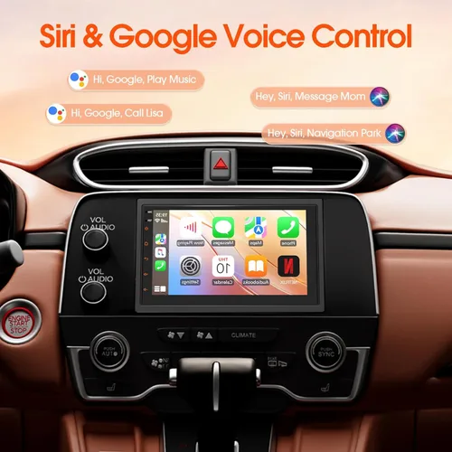 Vista 4 de Haudio Estéreo de coche de doble DIN, pantalla táctil HD de 7 pulgadas con Apple Carplay inalámbrico y Android Auto, Mirror Link, Bluetooth 5.4