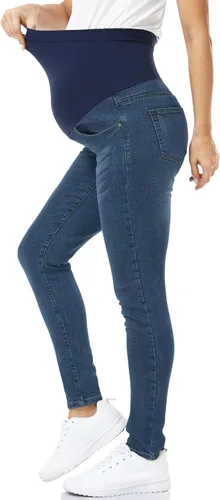 Vista 3 de POSHGLAM Jeans de maternidad para mujer, cómodos pantalones de mezclilla ajustados y elásticos para embarazo