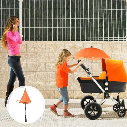 Vista 6 de Kisangel Silla ajustable portátil naranja con paraguas de clip desmontable para protección solar