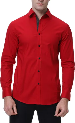 Vista 3 de Damipow Camisa de manga larga para hombre, casual, con botones, para hombre