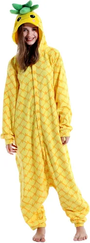 Vista 6 de vavalad Disfraces de piña para adultos, pijamas de una pieza, piña, fruta y piña, regalos para mujeres y hombres