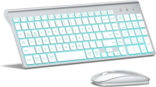 Vista 19 de TopMate Combo de teclado y mouse inalámbricos ultradelgados, 2.4G silencioso compacto USB 2400DPI mouse e interruptor de tijera, juego de teclado