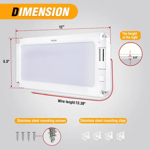 Vista 2 de Nilight 2 luces LED para interiores de 12.5 pulgadas, 10 W, 96 LED, 3 colores regulables (3100 K-6500 K) con función de memoria, luces de techo de 3