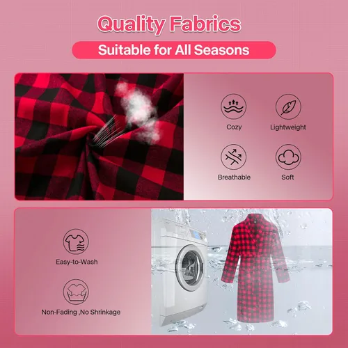 Vista 4 de FashGudim Bata de algodón a cuadros para hombre, ligera, con cuello de chal, kimono, ropa de dormir, ropa de descanso, batas de casa