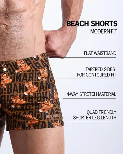 Vista 103 de Bang Men's Swimwear - Beach Shorts - Stretchy Quick-Dry All-Use Premium Swimsuit Trunk Square Cut