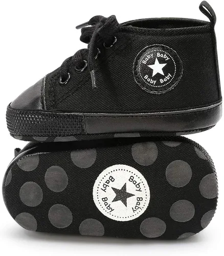 Vista 4 de KIDSUN zapatos deportivos altos hasta el tobillo para bebés, niños y niñas con suela antideslizante, suaves, para recién nacidos, zapatos