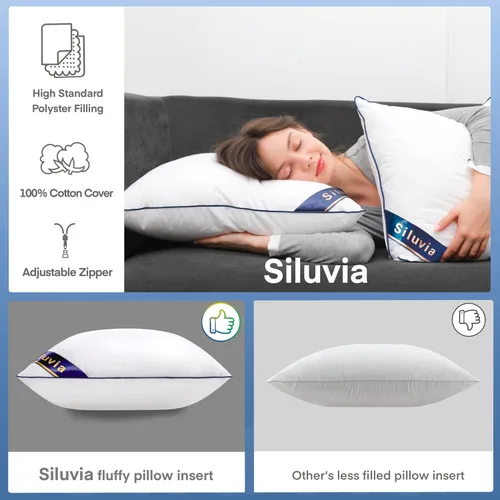 Vista 5 de Siluvia - Rellenos de almohada decorativos de 12 x 20 pulgadas, rellenos de almohada cuadrados para interiores de sofá, par de rellenos de almohada