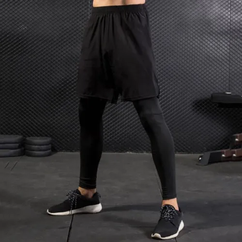 Vista 7 de TOPTIE - Pantalones cortos activos para correr 2 en 1 para hombre, mallas de baloncesto