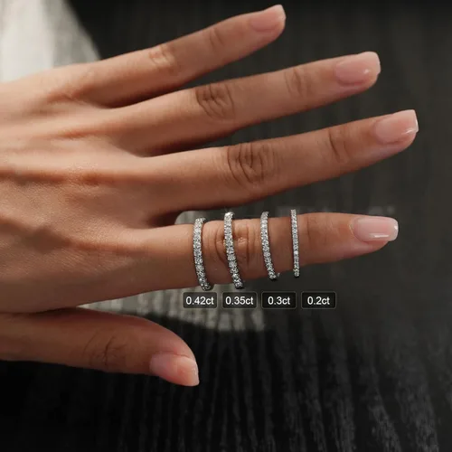 Vista 5 de YODEWA Moissanite Wedding Band for Women Half Eternity Sterling Silver Ring