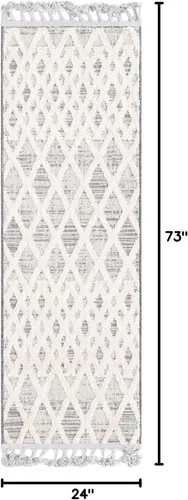 Vista 2 de Unique Loom Arlo Collection - Alfombra Cy (Runner 2' 0" x 6' 0", gris/marfil)