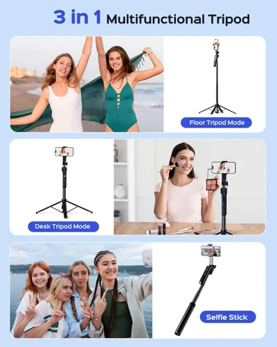 Vista 2 de NEMOVA Trípode de seguimiento facial automático de 68 pulgadas para iPhone, trípode de teléfono con rotación de 360° con control remoto inalámbrico