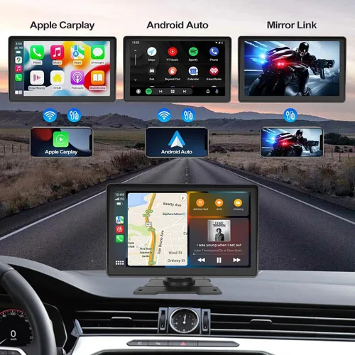 Vista 3 de Carplay inalámbrico de 7 pulgadas y reproductor multimedia automático con pantalla táctil Android, estéreo para automóvil con enlace