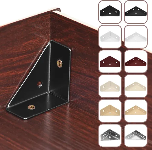Vista 5 de uxcell 20 soportes de esquina angulares de 1.496 pulgadas x 1.496 pulgadas, soportes de acero laminado en frío con tornillos para borde de Negro