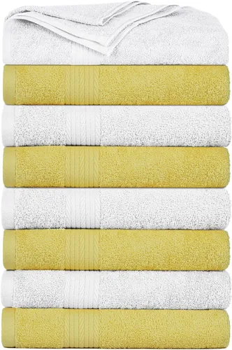 Vista 45 de Ample Decor Juego de 12 toallas de baño de 600 GSM, 100% algodón, 4 toallas de baño, 4 toallas de mano, 4 paños de lavado, absorbentes y suaves