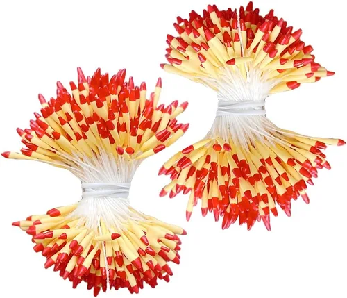 Vista 10 de HAHIYO 1000 piezas de 0.039 in negro perla doble cabeza flor Pistilo para hacer flores, decoración de álbumes de recortes, mini hecho a mano
