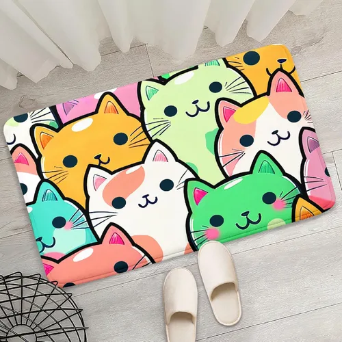 Vista 3 de Alfombra de gato para habitación de niñas, diseño de dibujos animados, decoración para dormitorio, bonita alfombra de área de gatos, alfombras