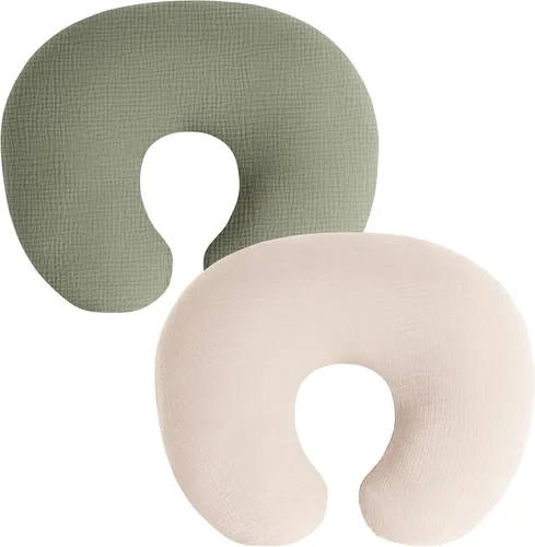 Vista 10 de Fundas de almohada de muselina de lactancia, paquete de 2, fundas suaves y adorables con cierre de cremallera, fundas 100% algodón para almohadas