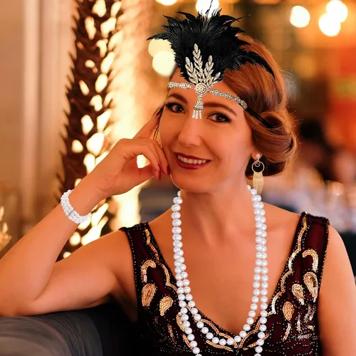 Vista 3 de PLULON Juego de 7 piezas de accesorios de los años 20 Flapper Great Gatsby Fashion Roaring 20