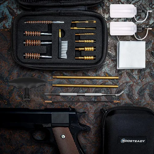 Vista 3 de BOOSTEADY Universal Handgun Cleaning kit .22,.357,.38,9mm,.45 Caliber Pistol Cleaning Kit Bronze Bore Brush and Brass Jag Adapter