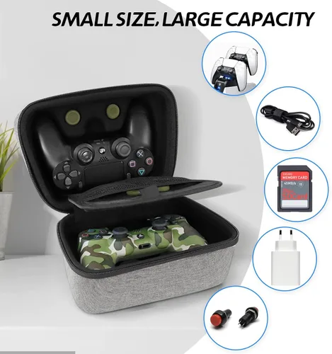 Vista 5 de PS5 PS4 Switch Pro Funda para controlador de juego, funda de viaje compatible con PS-5, PS-4, X-Box, Switch Pro y otros controladores, funda
