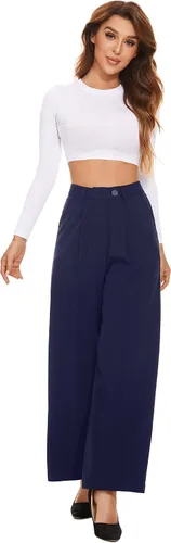 Vista 2 de FUNYYZO Pantalones de trabajo para mujer Pantalones de vestir casuales de oficina de negocios Pantalones con bolsillos 2023_