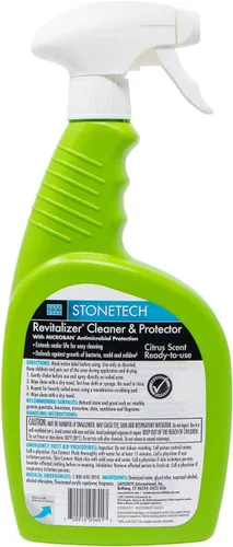 Vista 2 de Limpiador y protector Revitalizer para superficies y encimeras de piedra natural, espray de 24 onzas, aroma cítrico de StoneTech, RVR12-22S