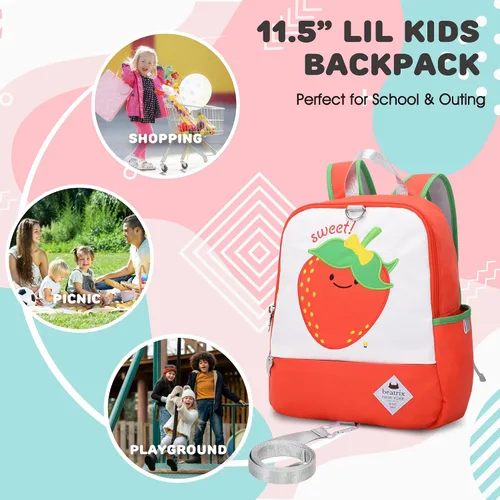 Vista 2 de BEATRIX NEW YORK - Mochila de 11 pulgadas con correa extraíble para niñas y niños, ideal para preescolar y jardín de infantes, Berry, 24 x 12 x 29